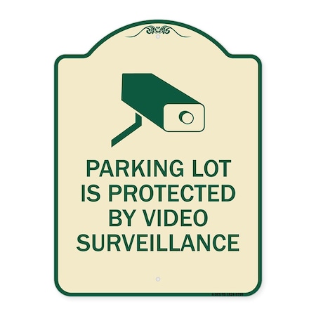 Signmission Designer Series-Parking Lot Is Protected By Video Surveillance With Graphic, 24" H, TG-1824-9799 A-DES-TG-1824-9799